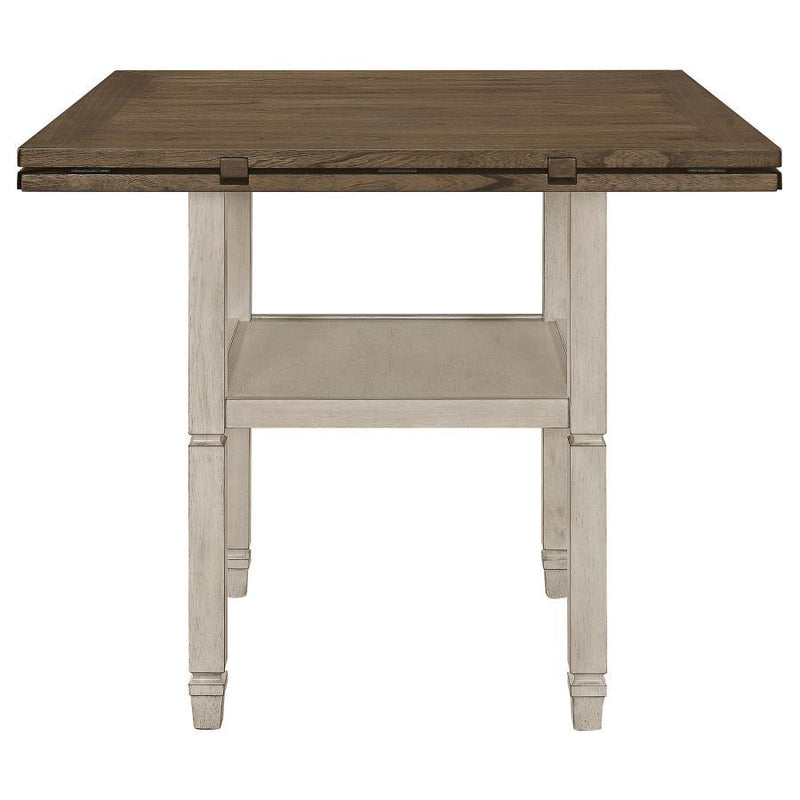 Sarasota - Counter Height Table With Shelf Storage - Nutmeg And Rustic Cream