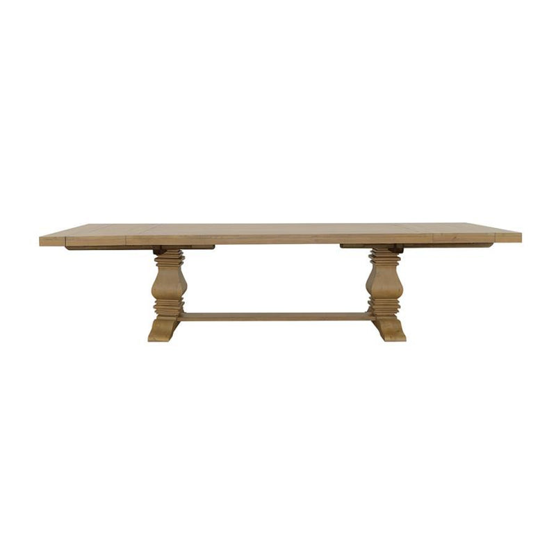 Florence - Double Pedestal Dining Table - Rustic Smoke