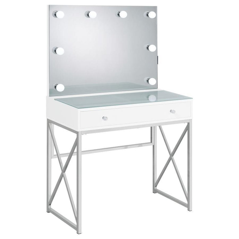 Eliza - 2 Piece Vanity Set With Hollywood Lighting - White And Chrome