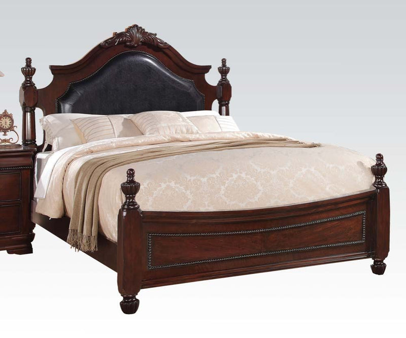 Gwyneth - California King Bed - Black PU & Cherry