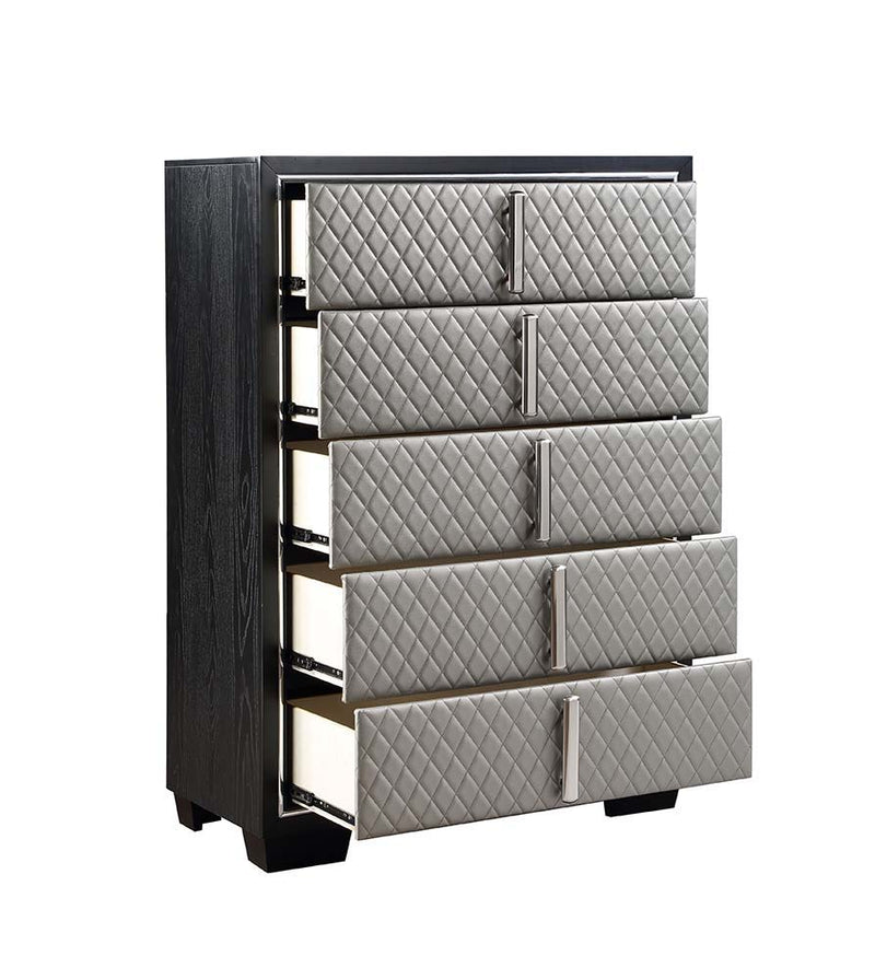 Nicola - Chest - Silver PU & Black Finish