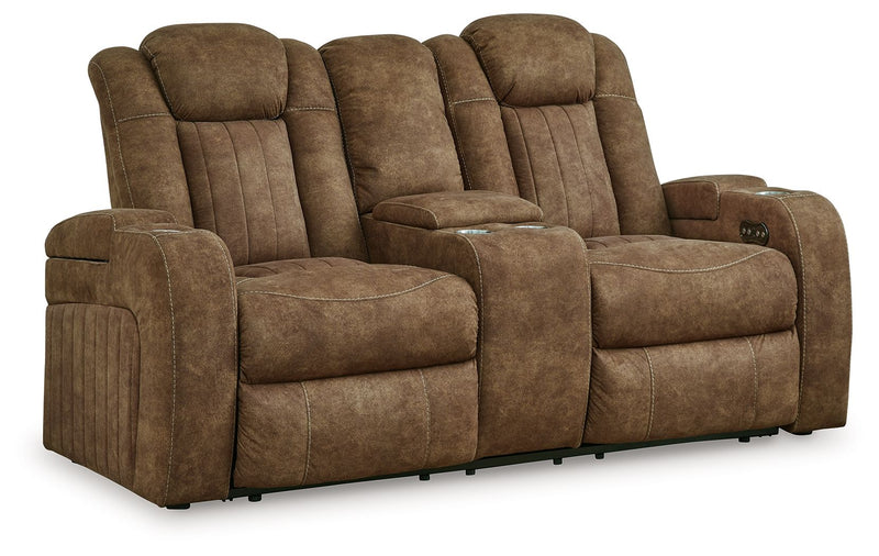 Wolfridge - Brindle - 2 Pc. - Power Reclining Sofa, Power Reclining Loveseat With Console