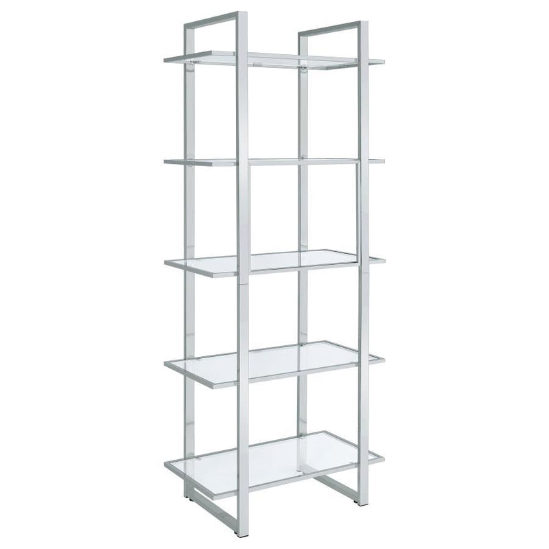 Hartford - Glass Shelf Bookcase - Chrome