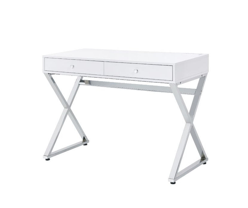 Coleen - Desk - White & Chrome Finish