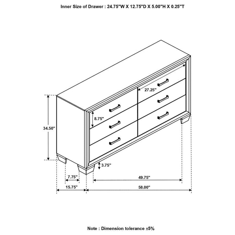 Brandon - 6-Drawer Dresser - Medium Warm Brown