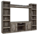 Wynnlow - 4-Piece Entertainment Center With LG TV Stand W/Fireplace Option - Gray