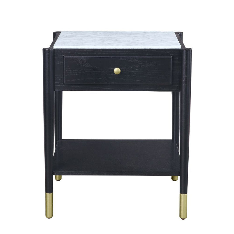 Atalia - End Table - Marble & Black