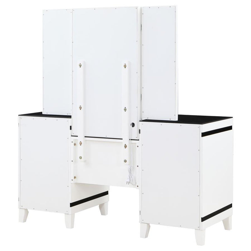 Talei - 6-Drawer Vanity Set With Hollywood Lighting - Black And White