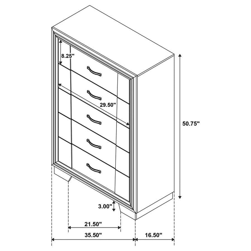 Janine - 5-Drawer Chest - Gray