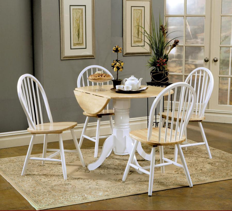 Allison - 5 Piece Drop Leaf Dining Set - Natural Brown And White