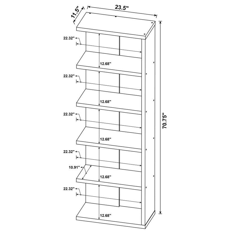 Harrison - 5-Shelf Bookshelf - Weathered Gray