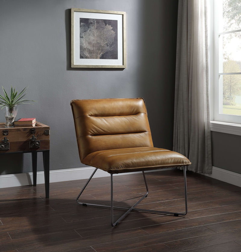 Balrog - Accent Chair - Saddle Brown Top Grain Leather