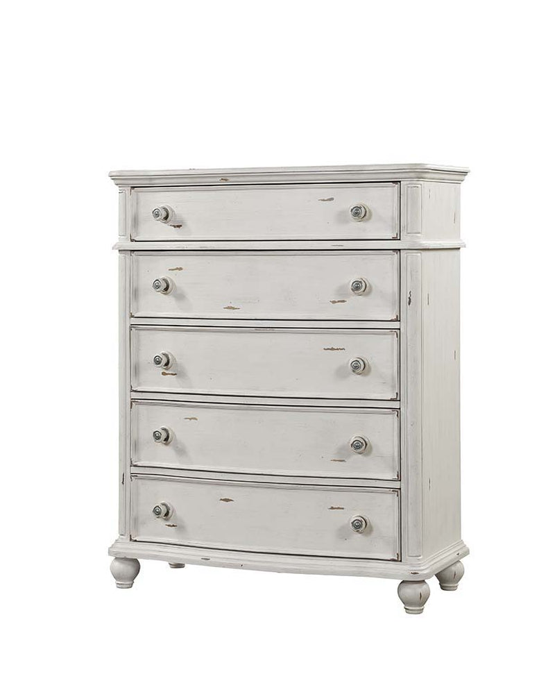 Jaqueline - Chest - Light Gray Linen & Antique White Finish