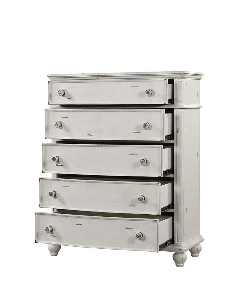 Jaqueline - Chest - Light Gray Linen & Antique White Finish