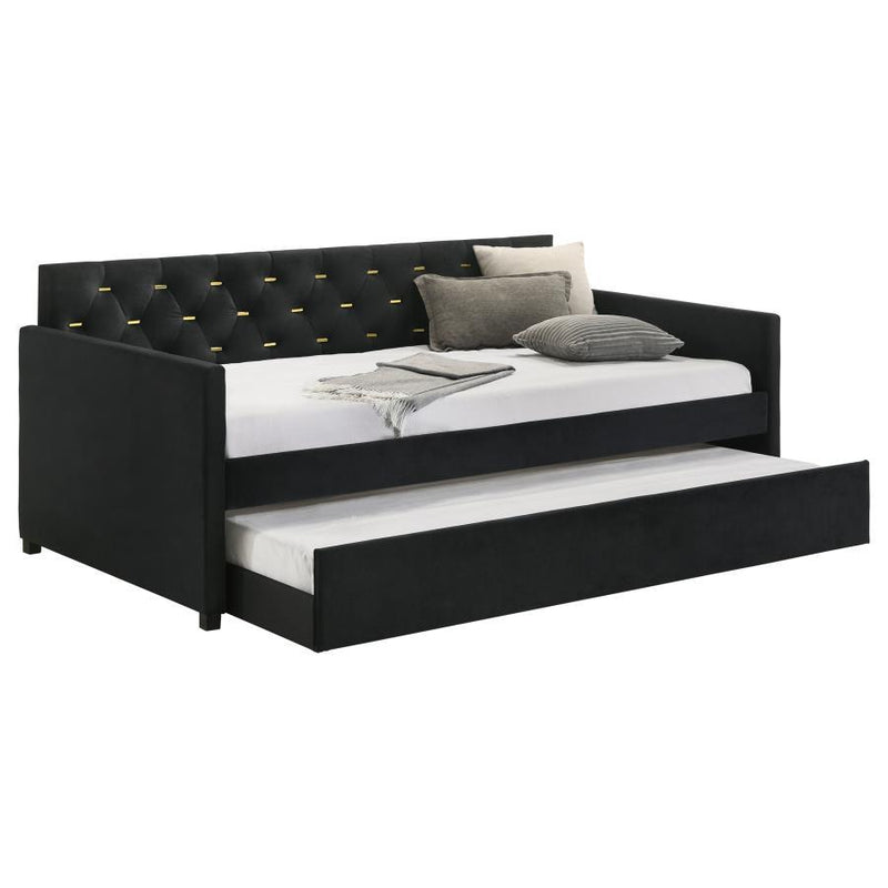 Kendall - Upholstered Twin Daybed With Trundle - Black