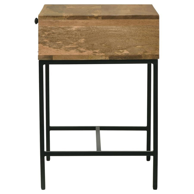 Stephie - Rectangular Side End Table With Storage - Honey Brown