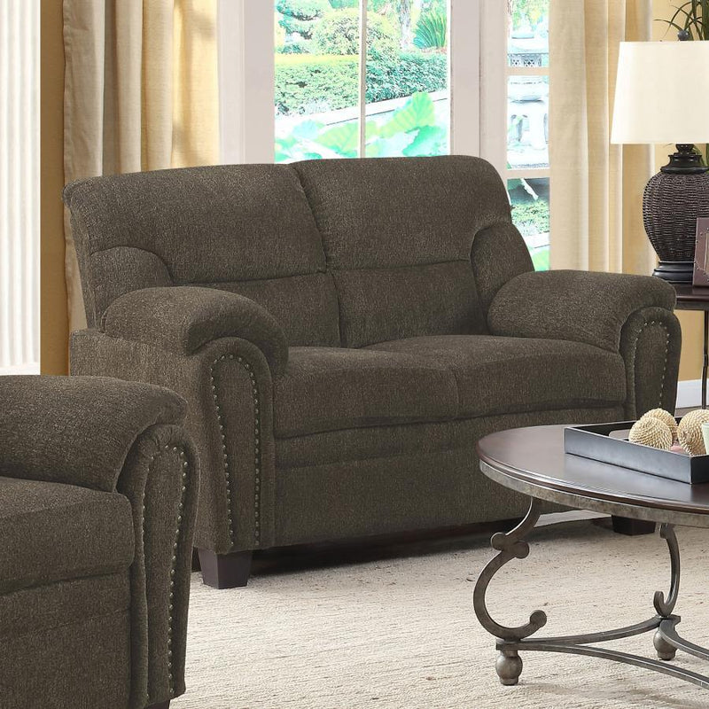 Clemintine - Upholstered Loveseat with Nailhead Trim