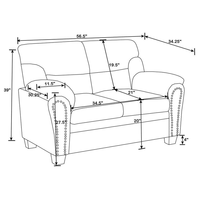 Clemintine - Upholstered Loveseat with Nailhead Trim