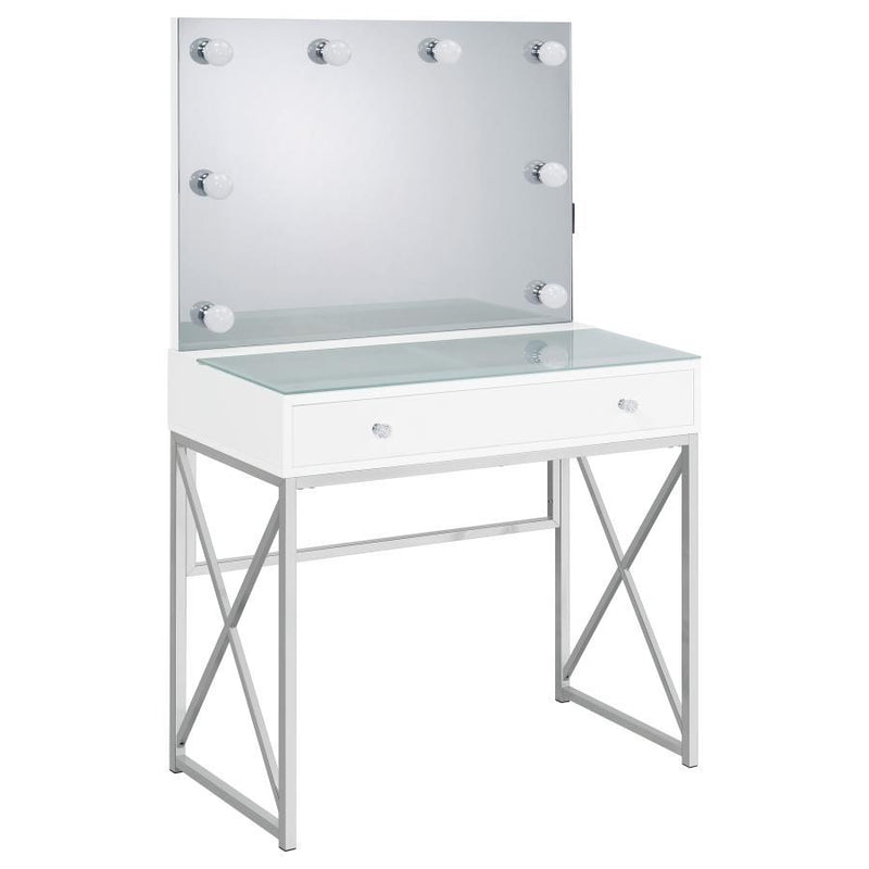 Eliza - 2 Piece Vanity Set With Hollywood Lighting - White And Chrome